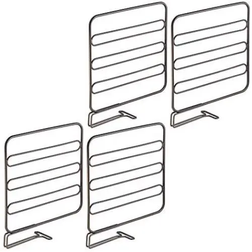 mDesign Versatile Metal Wire Closet Shelf Divider and Separator for Storage and Organization in Bedroom, Bathroom, Kitchen and Office Shelves - Easy Install - 4 Pack - Bronze mDesign Versatile Metal Wire Closet Shelf Divider and Separator for Storage and Organization in Bedroom, Bathroom, Kitchen and Office Shelves - Easy Install - 4 Pack - Bronze