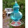 Grateful Gnome - Hummingbird Feeder - Hand Blown Glass - Carolina Blue Sky - 32 Fluid Ounces Free Bonus Accessories S-Hook, Ant Moat, Brush and Hemp Rope Included