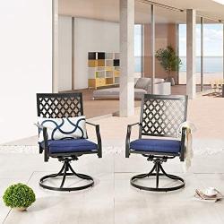 LOKATSE HOME Outdoor Patio Dinning Swivel Chairs Rocker Set of 2 Metal for Garden Backyard Furniture, 2, Blue