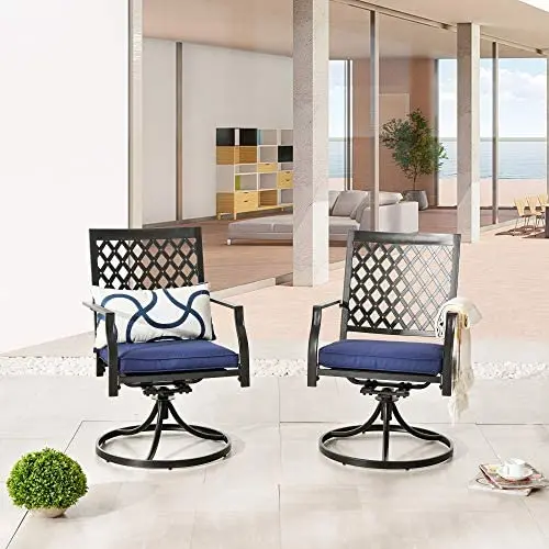 LOKATSE HOME Outdoor Patio Dinning Swivel Chairs Rocker Set of 2 Metal for Garden Backyard Furniture, 2, Blue LOKATSE HOME Outdoor Patio Dinning Swivel Chairs Rocker Set of 2 Metal for Garden Backyard Furniture, 2, Blue