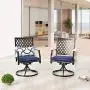 LOKATSE HOME Outdoor Patio Dinning Swivel Chairs Rocker Set of 2 Metal for Garden Backyard Furniture, 2, Blue LOKATSE HOME Outdoor Patio Dinning Swivel Chairs Rocker Set of 2 Metal for Garden Backyard Furniture, 2, Blue