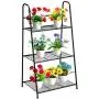 DOEWORKS 3 Tier Metal Plant Stand, Ladder-Shaped Storage Rack Stand Shelf,Shoe Organizer, Utility Storage for Indoor Outdoor Use, Black DOEWORKS 3 Tier Metal Plant Stand, Ladder-Shaped Storage Rack Stand Shelf,Shoe Organizer, Utility Storage for Indoor Outdoor Use, Black