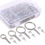 Swpeet 300Pcs Sliver Key Chain Rings Kit, 100Pcs Keychain Rings with Chain and 100Pcs Jump Ring with 100Pcs Screw Eye Pins Bulk for Jewelry Findings Making - 3/5 Inch, 4/5 Inch, 1 Inch, 6/5 Inch