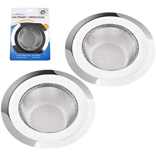 2 Pack Kitchen Sink Strainer, Large Wide Rim 4.5'' Diameter, Stainless Steel Drain Cover, Anti Clogging Mesh Drain Strainer for Kitchen Sinks Drain, Perforated