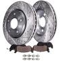 Detroit Axle - Brakes Kit Replacement for Toyota Tundra, Sequoia Land Cruiser, Lexus LX570 - Front Rear Disc Rotors, Ceramic Brake Pads (Drilled and Slotted Performance)