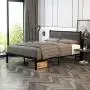 SHA CERLIN Queen Bed Frame, Platform Bed Frame with Strong Metal Slats and Upholstered Button Tufted Square Stitch Headboard, Mattress Foundation, No Box Spring Needed, Easy Assembly, Dark Grey SHA CERLIN Queen Bed Frame, Platform Bed Frame with Strong Metal Slats and Upholstered Button Tufted Square Stitch Headboard, Mattress Foundation, No Box Spring Needed, Easy Assembly, Dark Grey