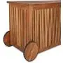cucunu 46x20x24 Inch Deck Box in Acacia Wood with a water-repellent Tarpaulin I 65 Gallon Wooden Patio Storage Box for Indoor or Outdoor Cushion Storage