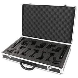 XTUGA New MI7 7-Piece Wired Dynamic Drum Mic Kit (Whole Metal)- Kick Bass, Tom/Snare & Cymbals Microphone Set - Use for Drums, Vocal, Other Instrument Complete with Thread Clip, Inserts, Mics Holder