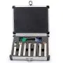 OSCARBIDE 3/8'' Shank 7 Pieces/Set,Indexable Lathe Turning Tool Holder CNC Heavy-Duty Nickel Plated Lathe Bit Set for Turning Grooving Threading with Tin Coated Carbide Inserts