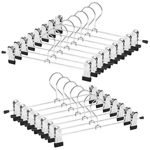 Metal Slacks Skirts Hangers, Space Saving Pants Hangers for Children Heavy Duty Skirts Hangers with 2 Adjustable Non Slip Clips, A Pack of 15 Flexible Hangers for Skirts, Pants, Slacks, Shorts Metal Slacks Skirts Hangers, Space Saving Pants Hangers for Children Heavy Duty Skirts Hangers with 2 Adjustable Non Slip Clips, A Pack of 15 Flexible Hangers for Skirts, Pants, Slacks, Shorts
