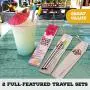 BOBA FIDE 9.4” & 8.5” Stainless Steel Boba & Smoothie Straws + Safety Silicone Tips & Brushes in 2 Travel Cases, Angled Tip Extra Wide Bubble Tea Milkshake Straws, 4 Reusable Metal Straws