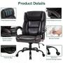 Big and Tall Office Chair 500lb Wide Seat Massage Desk Chair Ergonomic Computer Chair with Headrest Lumbar Support Armrest Rolling Swivel Chair Adjustable PU Leather Task Chair for Adults Women(Brown)