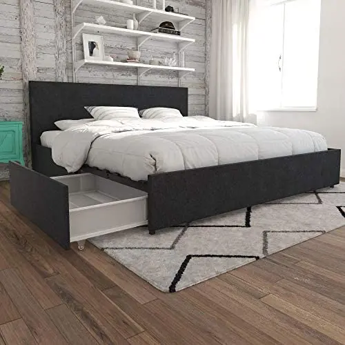 Novogratz Kelly Upholstered Storage Platform Bed - King (Dark Gray Linen) Novogratz Kelly Upholstered Storage Platform Bed - King (Dark Gray Linen)