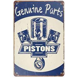 ZMKDLL Vintage Tin Sign Genuine Parts Pistons Sign Metal Sign for Plaque Poster Cafe Home Bar Coffee Wall Art Gift 11.8 X 7.8 INCH