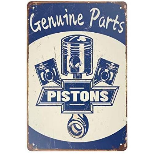 ZMKDLL Vintage Tin Sign Genuine Parts Pistons Sign Metal Sign for Plaque Poster Cafe Home Bar Coffee Wall Art Gift 11.8 X 7.8 INCH