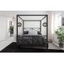 DHP Rosedale Metal 4 Poster Canopy Bed with Crisscross Headboard and Footboard - Queen (Black)
