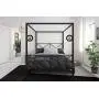 DHP Rosedale Metal 4 Poster Canopy Bed with Crisscross Headboard and Footboard - Queen (Black) DHP Rosedale Metal 4 Poster Canopy Bed with Crisscross Headboard and Footboard - Queen (Black)