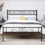 VECELO Metal Platform Bed Frame/Mattress Foundation with Vintage HeadBoard & Footboard, Easy Assembly, Full, Black