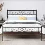 VECELO Metal Platform Bed Frame/Mattress Foundation with Vintage HeadBoard & Footboard, Easy Assembly, Full, Black