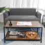 GreenForest Coffee Table Industrial for Living Room Metal Frame Open Shelf Storage, Walnut