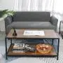 GreenForest Coffee Table Industrial for Living Room Metal Frame Open Shelf Storage, Walnut