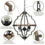 KingSo Pendant Light 4 Light Rustic Metal Chandelier 27.5 Oil Rubbed Bronze Finish Wood Texture Industrial Ceiling Hanging Light Fixture for Indoor Kitchen Island Dining Living Room Farmhouse