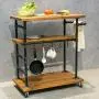 Industrial Portable Kitchen Island on Wheels,Bar Carts for the Home Wine Bar Beverage Coffee Cart,Metal Rolling kitchen carts and islands,Wood and Pipe 3-Tier Butcher Block Island Food Serving Cart Industrial Portable Kitchen Island on Wheels,Bar Carts for the Home Wine Bar Beverage Coffee Cart,Metal Rolling kitchen carts and islands,Wood and Pipe 3-Tier Butcher Block Island Food Serving Cart