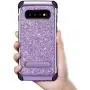 UARMOR Case for Galaxy S10, Galaxy S10 Glitter Case, Samsung S10 Case, Luxury Glitter Bling Shockproof Kickstand Hybrid Sparkly Shiny PU Leather Hard Cover Case for Samsung Galaxy S10, Purple UARMOR Case for Galaxy S10, Galaxy S10 Glitter Case, Samsung S10 Case, Luxury Glitter Bling Shockproof Kickstand Hybrid Sparkly Shiny PU Leather Hard Cover Case for Samsung Galaxy S10, Purple