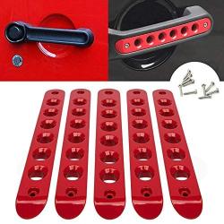 Opall Front Door & Back Door Aluminum Grab Handle Cover for 2007-2018 Jeep Wrangler JK & Unlimited 4 Door 5pcs/Set (Red)