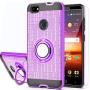 ZTE Blade X Z965 Case with HD Screen Protector,Ymhxcy 360 Degree Rotating Ring & Bracket Rubber Dual Layer Shock Bumper Resistant Back Cover for ZTE Blade X Z965-ZH Purple