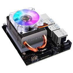 ICE-Tower CPU Cooler (Horizontal), Aluminum Base, Multi-Layer Heat Sinks, 7 Blades LED Fan, Super Heat Dissipation and Colorful Color Fan Backlight, Suitable for Jetson Nano.