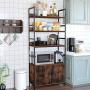 Homfa Industrial Bookcase with 2 Cabinets, 3-Tier Free Standing Open Shelf Display Storage Rack Shelves, 31L x 11.8W x 70.8H Inches Wood Look Accent Metal Frame Furniture for Home Office