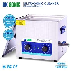 DK SONIC Ultrasonic Cleaner-Commercial Ultrasonic Cleaner with Heater and Basket for Metal Parts,Carburetor,Fuel Injector,Brass,Auto Parts,Engine Parts,Motor Repair Tools,etc (15L, H)