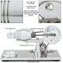 DjuiinoStar Hot Air Stirling Engine, Solid Metal Construction, Electricity Generator (Light up Colorful LED), My First Stirling Engine