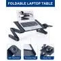 Adjustable Laptop Table, RAINBEAN Laptop Stand for Bed Portable Lap Desk Foldable Laptop Workstation Notebook Riser with Mouse Pad Side Ergonomic Computer Tray Reading Holder TV Bed Tray Standing Desk