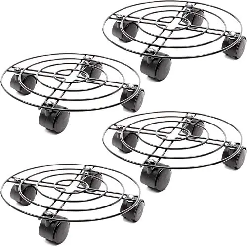 Bright Creations Metal Plant Caddy with Wheels (4 Pack), Black Bright Creations Metal Plant Caddy with Wheels (4 Pack), Black