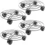 Bright Creations Metal Plant Caddy with Wheels (4 Pack), Black Bright Creations Metal Plant Caddy with Wheels (4 Pack), Black