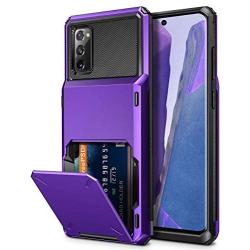 Vofolen for Galaxy Note 20 Case 5G Wallet 4-Card Flip Cover Credit Card Holder ID Slot Back Hidden Pocket Dual Layer Protective Hybrid Hard Shell TPU Bumper Armor for Samsung Note 20 6.7 Purple