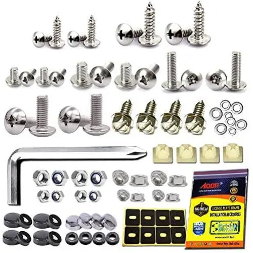 Aootf License Plate Screws Fasteners - Rust Stainless Steel Screws License Plate Bolts Fasteners for License Plates & Plate Frame on Cars Trucks, Black & Chrome Screw Caps | Fasteners Kit -81 PC Aootf License Plate Screws Fasteners - Rust Stainless Steel Screws License Plate Bolts Fasteners for License Plates & Plate Frame on Cars Trucks, Black & Chrome Screw Caps | Fasteners Kit -81 PC