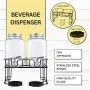 Dual Gallon Glass Beverage Dispensers with Metal Stand, Stainless Steel Spigot, Metal Lid and Drip Trays- Gallon Glass Yorkshire Mason Dual Drink Dispenser Display for Parties, Weddings and Holidays
