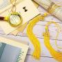 6 Pieces Graduation Tassels with 2021 Year Charm Accessories Academic Graduation Tassel with 2021 Gold Date Pendants Single Color Graduation Cap Tassels for Graduation Parties (Gold)