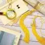 6 Pieces Graduation Tassels with 2021 Year Charm Accessories Academic Graduation Tassel with 2021 Gold Date Pendants Single Color Graduation Cap Tassels for Graduation Parties (Gold)