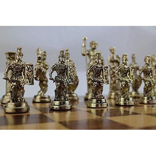 ( Without Board) Historical Handmade Rome Figures Metal Chess Pieces Big Size King 4.3 inc (Only Pieces)