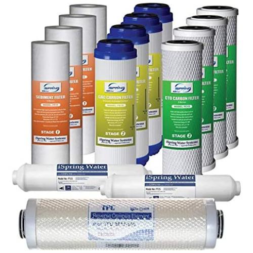 iSpring F15-500, 500 GPD Tankless RO System Replacement Filter Set, 2-Year Supply, fits RCS5T, White, 15 Piece iSpring F15-500, 500 GPD Tankless RO System Replacement Filter Set, 2-Year Supply, fits RCS5T, White, 15 Piece