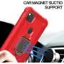 PULEN for Google Pixel 4a Case with Screen Protector[1 Pack],Hybrid Armor Metal Ring Holder Magnetic Car Mount,Full Body Shockproof Sturdy Bumper Protective Cover (Red)