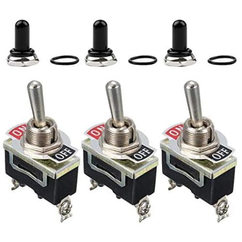 ESUPPORT Silver Contact Heavy Duty 20A 125V 15A 250V SPST 2 Terminal Pin ON/OFF Rocker Toggle Switch Metal Waterproof Boot Cap Cover Copper Terminal Pack of 3 ESUPPORT Silver Contact Heavy Duty 20A 125V 15A 250V SPST 2 Terminal Pin ON/OFF Rocker Toggle Switch Metal Waterproof Boot Cap Cover Copper Terminal Pack of 3