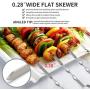 Kabob Skewers Flat Metal BBQ Barbecue Skewer 16.8'' Long Stainless Steel Shish Kebob Sticks Wide Reusable Grilling Skewers Set for Meat Shrimp Chicken Vegetable, 12 Pack Including Bonus 14-Inch Skewers