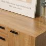 WLIVE 3 Drawer Dresser, Wide Chest of Drawers with 1 Side Door, Wood Storage Cabinet with Sturdy Metal Frame for Bedroom and Living Room, Natural Oak