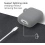 GMYLE AirPod Case, Silicone Protective Cover Skins with Keychain for Airpods Earbuds Wireless Charging Case, Accessories Set Compatible with Apple AirPods 2 & 1, Ash Grey [Front LED Visible]
