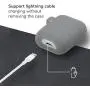 GMYLE AirPod Case, Silicone Protective Cover Skins with Keychain for Airpods Earbuds Wireless Charging Case, Accessories Set Compatible with Apple AirPods 2 & 1, Ash Grey [Front LED Visible]